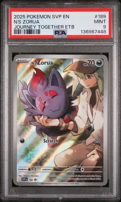 2025 POKEMON SVP EN-SV BLACK STAR PROMO #189 N'S ZORUA PSA 9 - Image 1