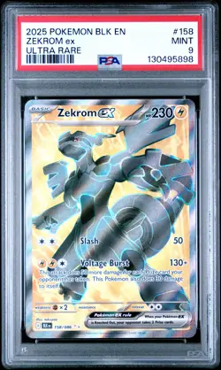 2025 POKEMON BLK EN-BLACK BOLT ULTRA RARE #158 ZEKROM EX PSA 9 - Image 1