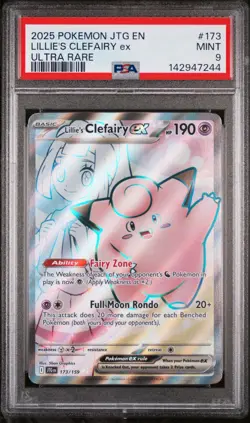 2025 POKEMON JTG EN-JOURNEY TOGETHER ULTRA RARE #173 LILLIE'S CLEFAIRY EX PSA 9 - Image 1