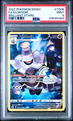 2022 POKEMON SWORD & SHIELD BRILLIANT STARS #TG06 FULL ART/DUSKNOIR PSA 9 - Image 1