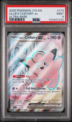 2025 POKEMON JTG EN-JOURNEY TOGETHER ULTRA RARE #173 LILLIE'S CLEFAIRY EX PSA 9 - Image 1