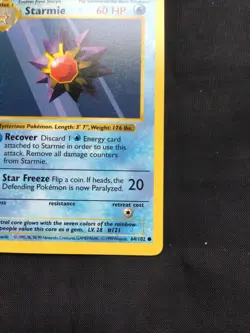 Pokemon Cards: Base Set 1st Edition Common: Starmie 64/102 - Image 4