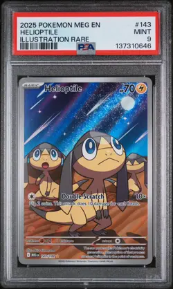 PSA 9 Mint Helioptile Illustration Rare #143 Pokemon Mega Evolution 2025 - Image 1