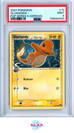 GLUMANDA POP SERIES 5-GERMAN POKEMON POP SERIES 5 2007 10 PSA 9 - Image 1