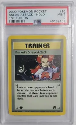 PSA 9 Rockets Sneak Attack 16/82 2000 Pokemon Rocket 1st Edition Holo Rare WOTC - Image 1
