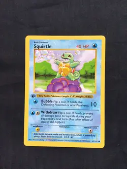 Pokemon Cards: Base Set 1st Edition Common: Squirtle 63/102 - Image 1