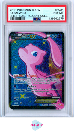 FA/MEW EX LEG.TREAS POKEMON B&W LEGENDARY TREASURES RADIANT COLL 2013 RC24 PSA 8 - Image 1