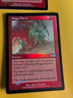 Mogg Alarm x2. Sorcery MTG 2 Card. OLD VINTAGE FOIL. NEMESIS. - Image 2