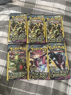 2015 POKEMON XY ANCIENT ORIGINS 3 Card Mini Booster Packs Complete Pack Art Set - Image 1