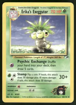 Pokemon Cards Erika's Exeggutor 44/132 UNLIMITED Gym Heroes WOTC Uncommon NM - Image 1