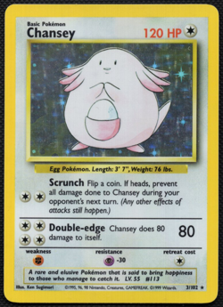 Chansey 3/102 Base Set Holo | Pokemon Card | Played - Image 1