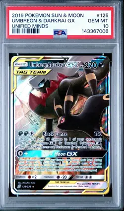 Umbreon &Darkrai GX - 125/236 - Ultra Rare - Unified Minds - Pokemon - PSA 10 - Image 1