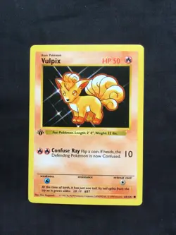 Pokemon Cards: Base Set 1st Edition Common: Vulpix 68/102 - Image 1