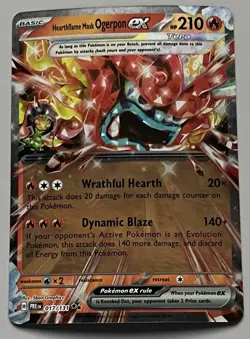 Pokemon Prismatic Evolutions Hearthflame Mask Ogerpon ex Double Rare HoloFoil - Image 1