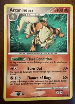 Pokemon ARCANINE 1/111 (Reverse Holo Rare) Rising Rivals - LP/Light Play - Image 1