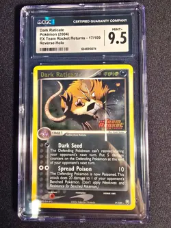 Pokemon TCG Dark Raticate 17/109 Team Rocket Returns Reverse Holo CGC 9.5 Stamp - Image 1