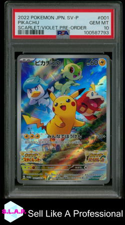 PIKACHU POKEMON 001/SV-P 2022 SCARLET/VIOLET PRE-ORDER - JAPANESE PSA 10 - Image 1