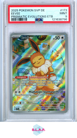EEVEE PRISMATIC EVOLUTIONS ETB POKEMON GER SVP DE-SV BLCK STR PRM 2025 173 PSA 9 - Image 1