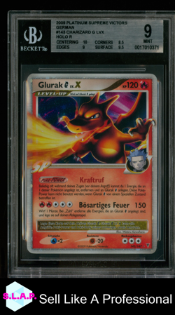 GLURAK G LVX POKEMON 143/147 2009 SUPREME VICTORS HOLO R GERMAN BGS 9 - Image 1