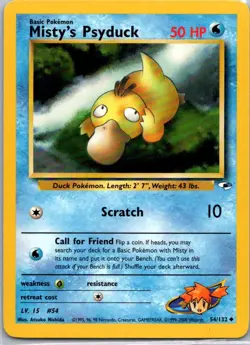 Pokemon TCG Mistys Psyduck 54/132 Gym Heroes LP - Image 1