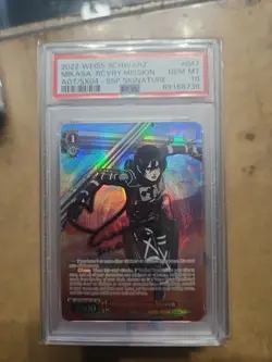 Psa 10 Weiss Schwarz Attack On Titan Mikasa Ssp Red Signature - Image 1