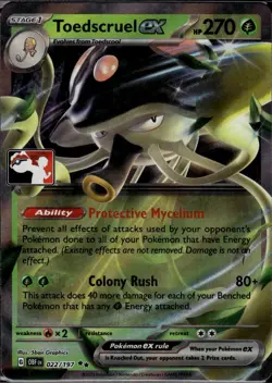 Toedscruel ex Holofoil 022/197 Double Rare Prize Pack Series Cards Near Mint - Image 1