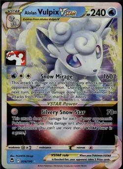 Alolan Vulpix VSTAR Ultra Rare Prize Pack Series Cards 034/195 NM - Image 1