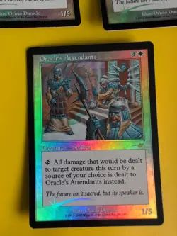 Oracle's Attendants x3 Soldier MTG 3 Card. OLD VINTAGE FOIL. NEMESIS. - Image 2