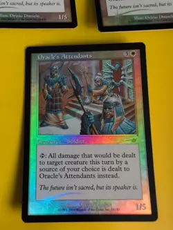Oracle's Attendants x3 Soldier MTG 3 Card. OLD VINTAGE FOIL. NEMESIS. - Image 3