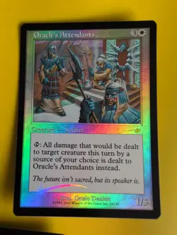 Oracle's Attendants x3 Soldier MTG 3 Card. OLD VINTAGE FOIL. NEMESIS. - Image 4