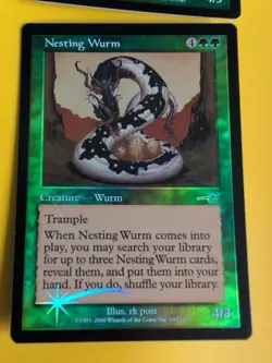 Nesting Wurm x2 MTG 2 Card. OLD VINTAGE FOIL. NEMESIS. - Image 3
