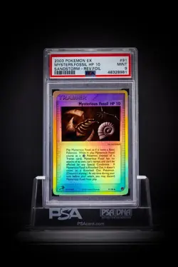 2003 Pokemon EX Sandstorm Rev Foil Mysterious Fossil HP 10 91 PSA 9 - Image 1