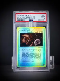 2003 Pokemon EX Sandstorm Rev Foil Mysterious Fossil HP 10 91 PSA 9 - Image 3