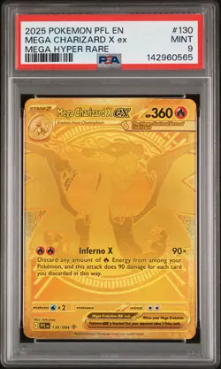 2025 POKEMON PFL EN-PHANTASMAL FLAMES MEGA HYPER RARE MEGA CHARIZARD X EX PSA 9 - Image 1