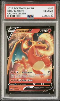 2023 POKEMON SWORD & SHIELD CROWN ZENITH #018 CHARIZARD V PSA 10 - Image 1