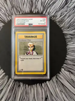 PSA 6 - Pokemon PROFESSOR OAK 1st EDITION Shadowless Base Set - 88/102 - Image 1