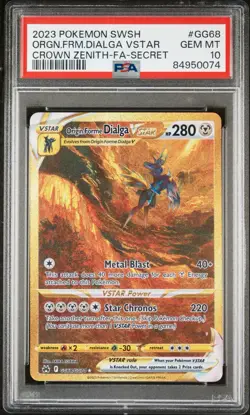 2023 POKEMON SWORD AND SHIELD CROWN ZENITH #GG68 ORGN.FRM.DIALGA VSTAR PSA 10 - Image 1