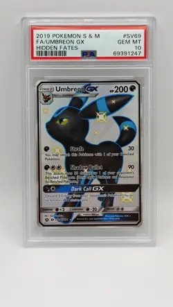 PSA 10 GEM MINT Umbreon GX Full Art SV69 - Pokemon Sun & Moon Hidden Fates - Image 1