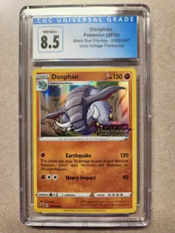 Donphan Prerelease CGC 8.5 NM/Mint+ Pokemon SWSH Black Star Promo 2020 Stamped - Image 1