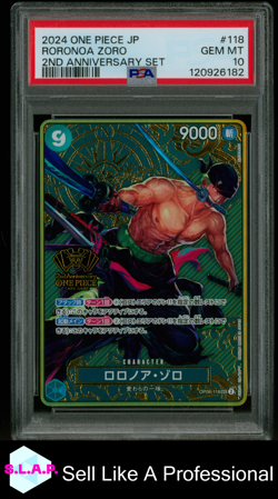 RORONOA ZORO ONE PIECE OP06-118 2024 2ND ANNIVERSARY SET JP - JAPANESE PSA 10 - Image 1