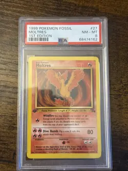 Pokemon TCG Moltres Fossil Card 27/62 1st Edition Rare - Image 1