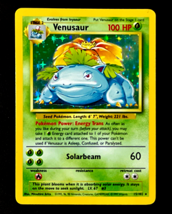 1999 Pokemon VENUSAUR Base Set HOLO Foil Rare Unlimited Edition Card 15/102 WotC - Image 1