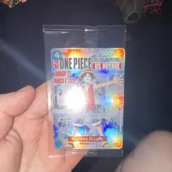 Bandai Namco One Piece CCG Monkey D. Luffy US Voyage Promo Full Art Holo Card - Image 1