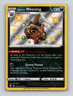 Galarian Weezing SV077 2021 Pokemon Shining Fates Shiny Vault Holo Card NM+ - Image 1