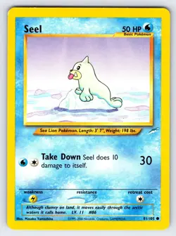 Seel 81/105 2002 Neo Destiny Pokemon Card TCG WOTC Vintage Nintendo - VLP - Image 1