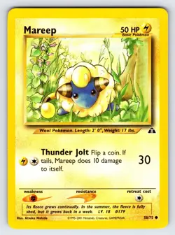 Mareep 58/75 2001 Neo Discovery Pokemon Card Vintage WOTC Common Nintendo - VLP - Image 1