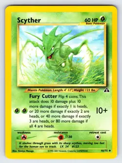Scyther 46/75 2001 Neo Discovery Pokemon Card Vintage WOTC Uncommon - Nm/Vlp - Image 1