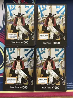 4x One Piece CCG Mihawk Don!! Card The Azure Sea's Seven Secret Foil OP14 NM - Image 1