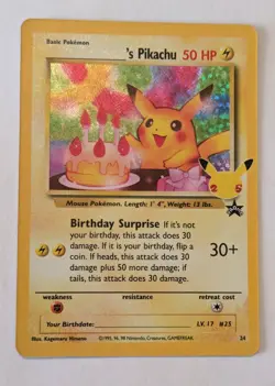 Pokemon Card Birthday Pikachu #24 Celebrations Classic Collection 25th Promo - Image 1