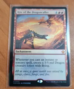 Magic MTG Rite of the Dragoncaller FDN 0467 Foil Mythic - NM condition - Image 1